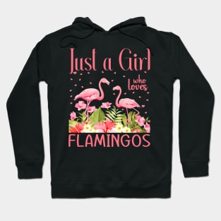 Just A Girl Who Loves Flamingos Tropical Flowers Hoodie